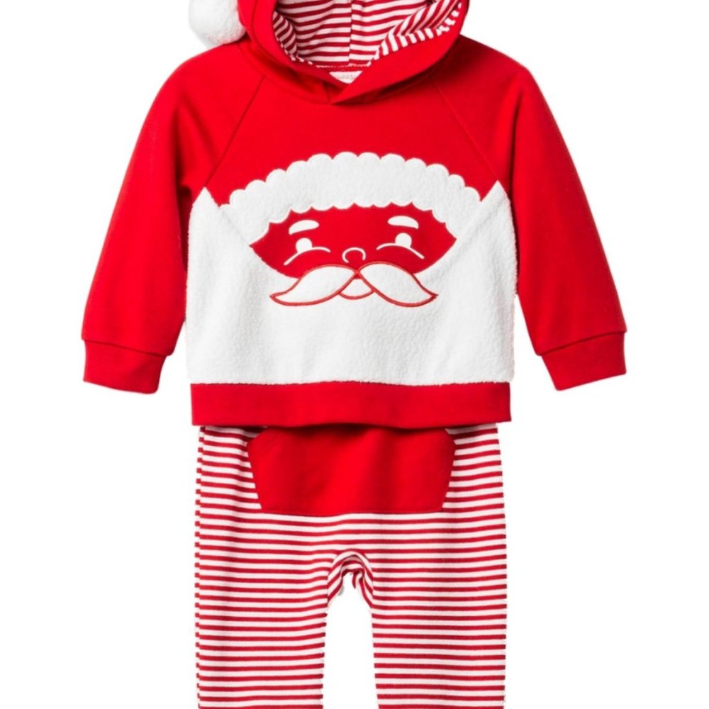 Cat & Jack Infant Baby Boys Red Santa Claus Hoodie & Pants Set Christmas Outfit